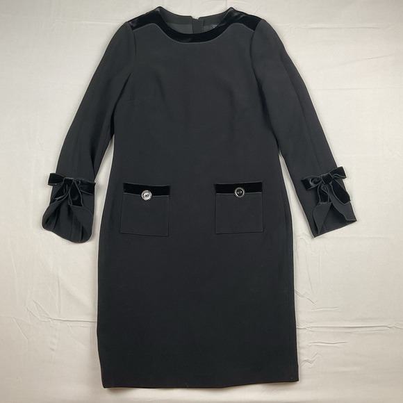 Teri Jon Dresses & Skirts - Teri Jon Rickie Freeman Black Velvet Trim Bow Sleeve Cocktail Dress Size‎ 6